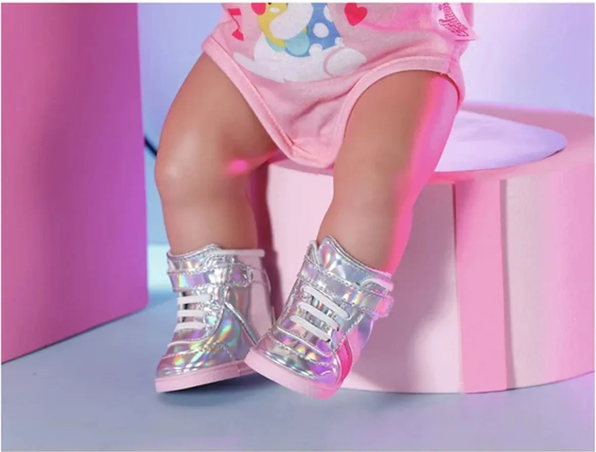 Baby Born Sneakers 43cm - Zilver met roze