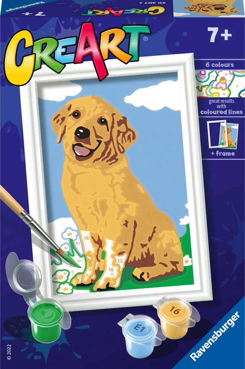 Ravensburger CreArt Friendly Retriever Schilderen op nummer - 15 Kleuren - Multicolor