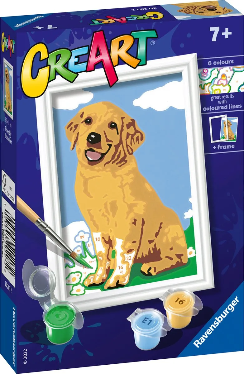 Ravensburger CreArt Friendly Retriever Schilderen op nummer - 15 Kleuren - Multicolor