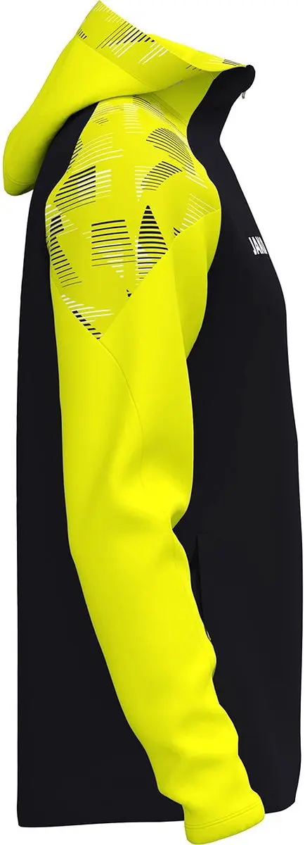 Jako Sonic Jas met Kap Heren - Zwart/Fluogeel S