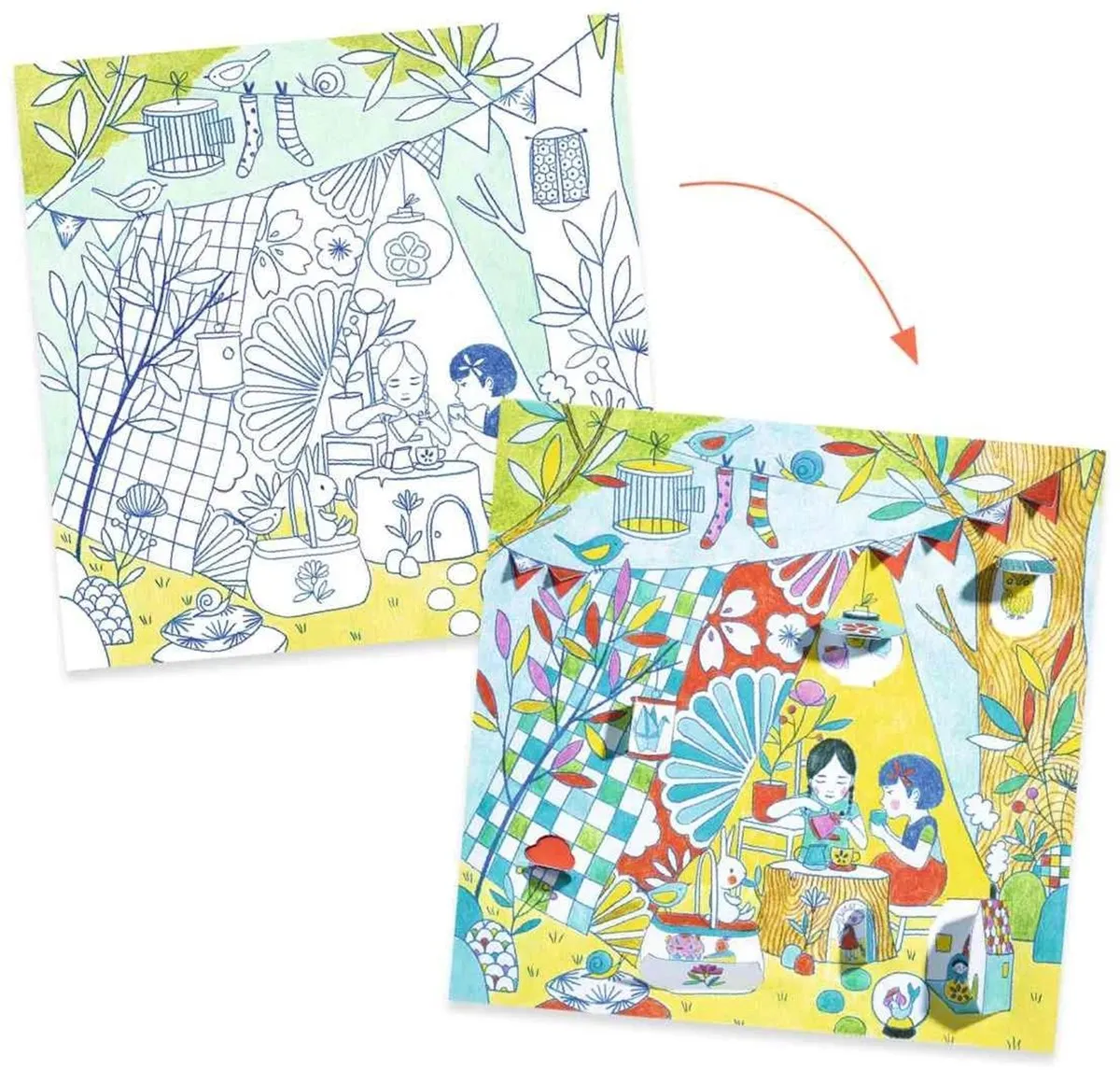 Djeco Kleurplezier Les Cabanes de Nina - Multicolor