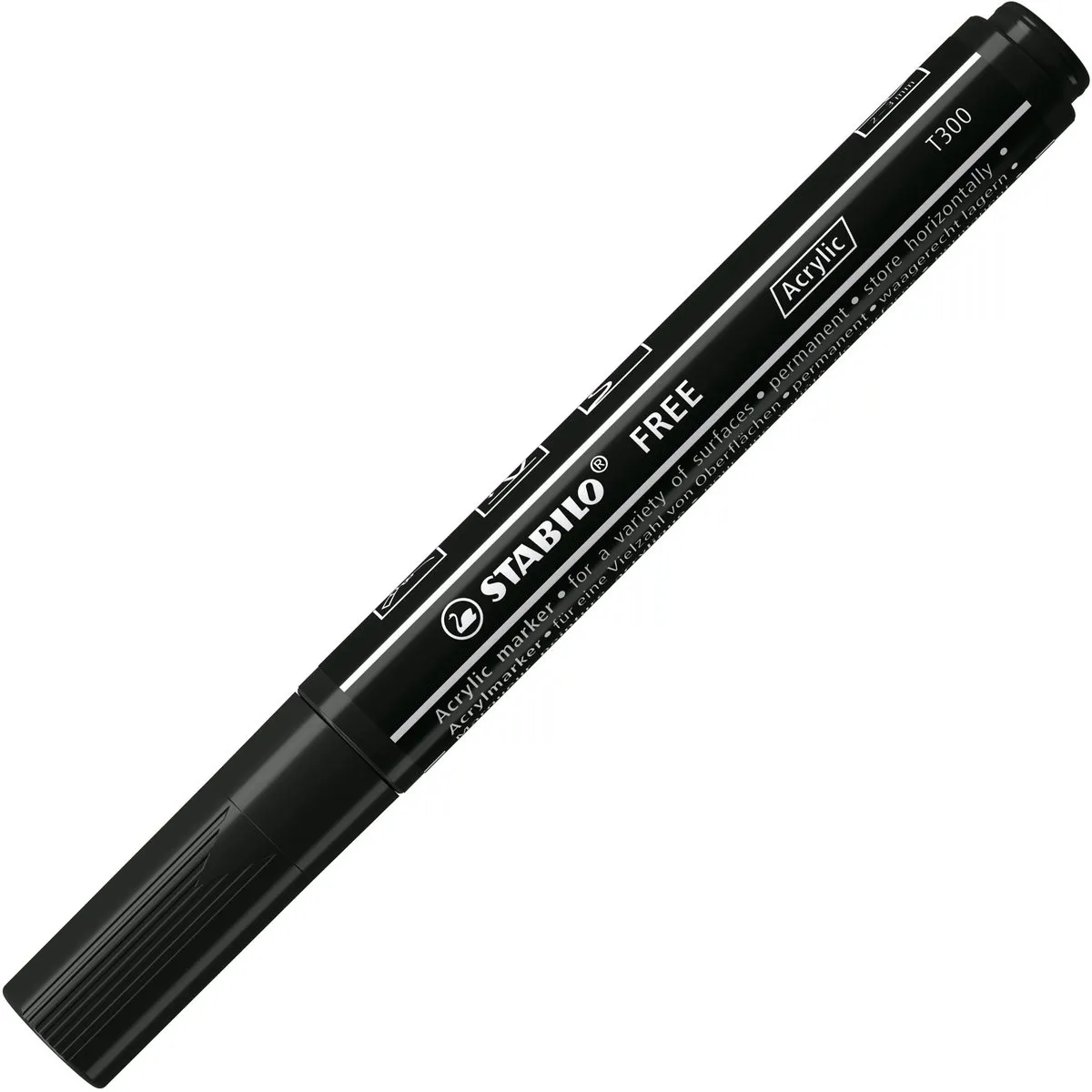 STABILO Free T300 Acryl Marker - Ronde Punt 2-3mm - Zwart