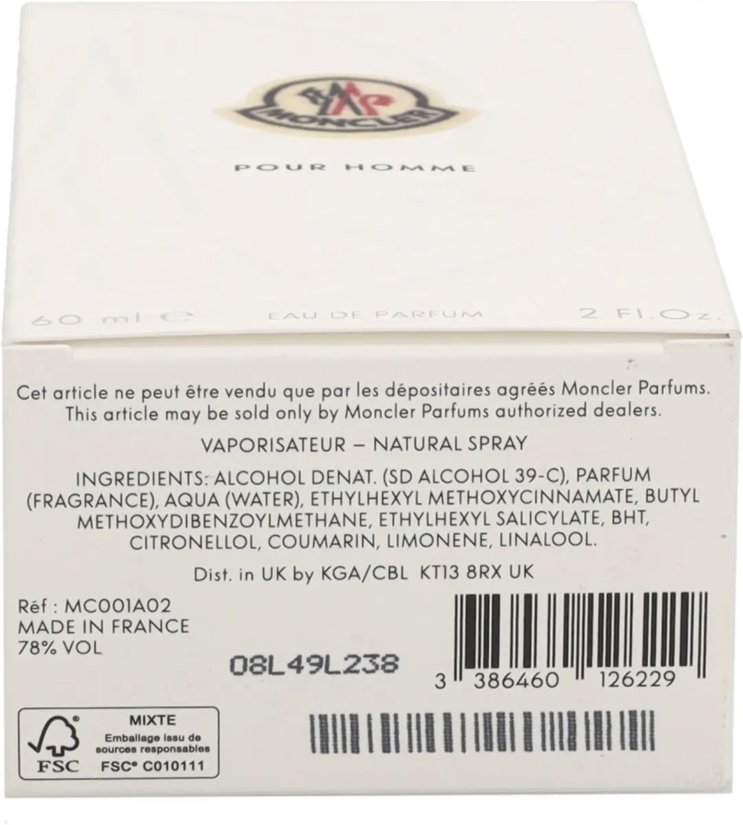 Moncler Eau de Parfum Pour Homme 60ml - afbeelding 6 van 6