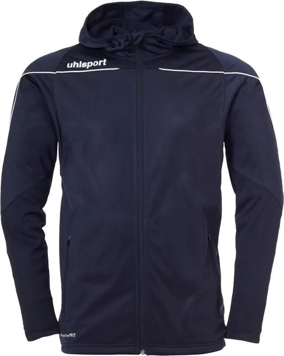 Uhlsport Stream 22 Trainingsjas Met Capuchon Kind Marine Blauw-Wit Maat 140