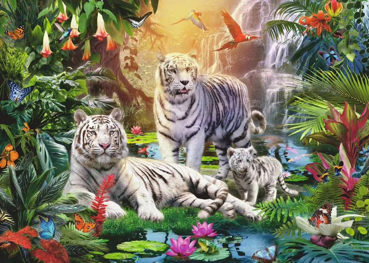 Ravensburger Familie der Weißen Tiger Puzzel 1000 Stuks