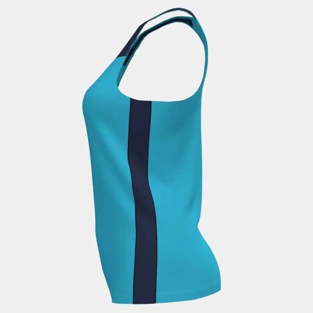 Joma Record II Mouwloos T-shirt - S - Turquoise Fluor/Dark Navy