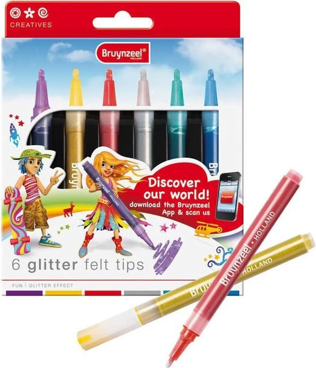 Bruynzeel Inspiring Young 6 Glitterstiften - Assorti