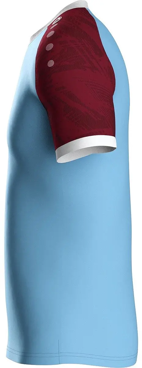 JAKO Iconic Shirt Korte Mouw Heren - Zachtblauw/Wijnrood L
