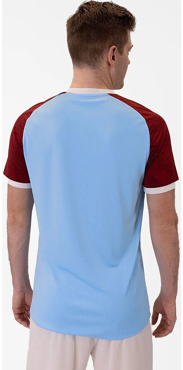 JAKO Iconic Shirt Korte Mouw Heren - Zachtblauw/Wijnrood L