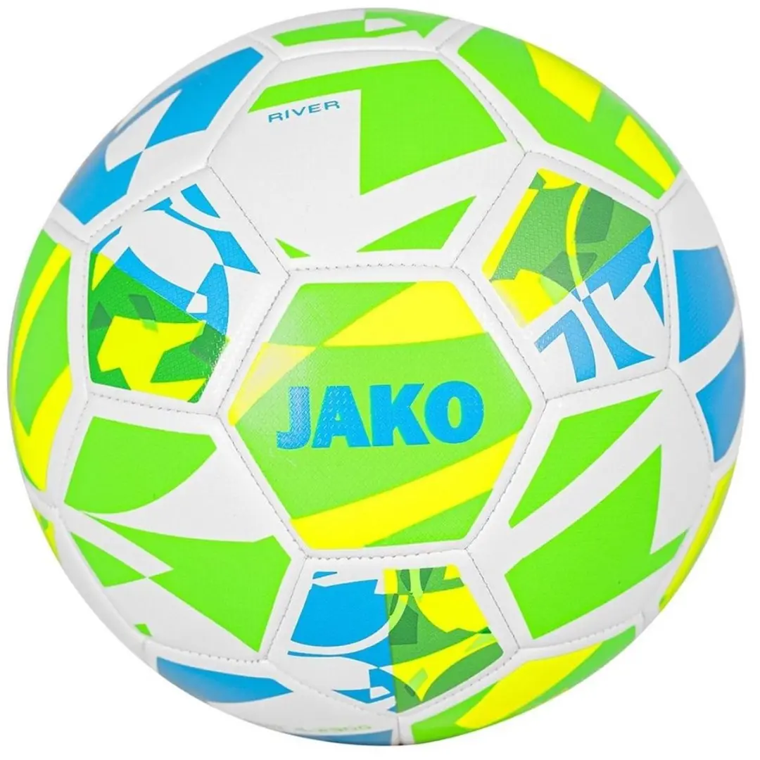 Jako River 290G Voetbal - Maat 4 - Wit/Fluo Groen/Fluogeel