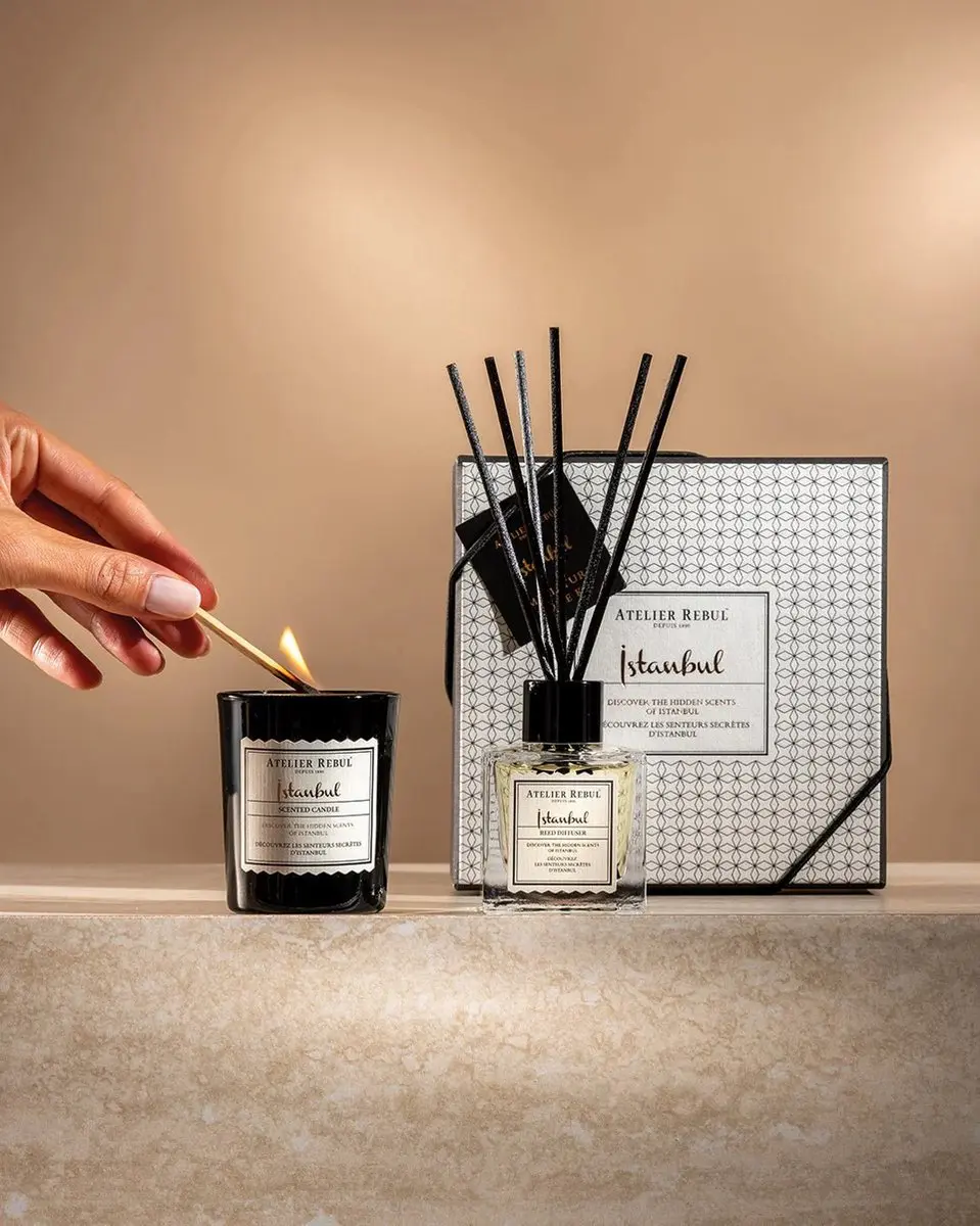 Atelier Rebul Istanbul Mini Home Geschenkset - Geurstokjes 50ml + Geurkaars 65g