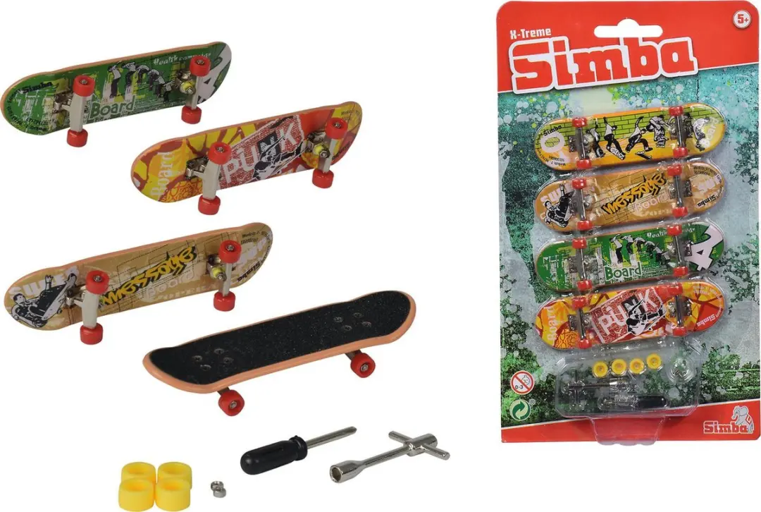 Simba Vinger Skateboard 8cm - 4 Stuks - Meerkleurig - afbeelding 4 van 4