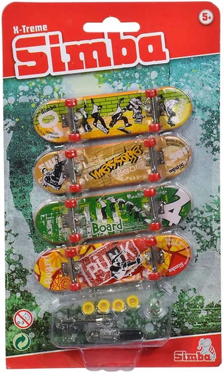Simba Vinger Skateboard 8cm - 4 Stuks - Meerkleurig - afbeelding 3 van 4