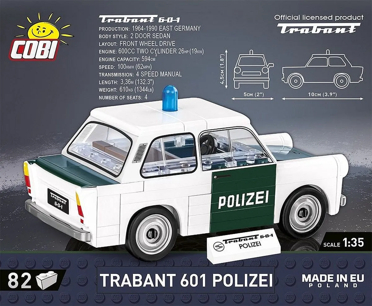 Cobi Youngtimer Trabant Polizei Bouwpakket 24541 - 82-delig - Wit