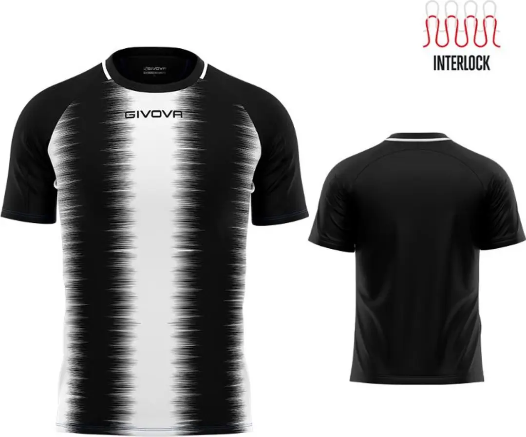 Givova Streep Sport-T-shirt - M - Zwart/Wit