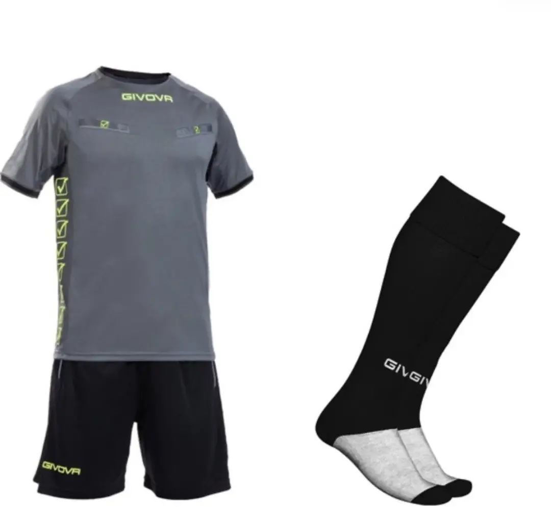 Scheidsrechtert set, Givova, Kit Flag, Grijs/Zwart/Fluo Geel, maat S