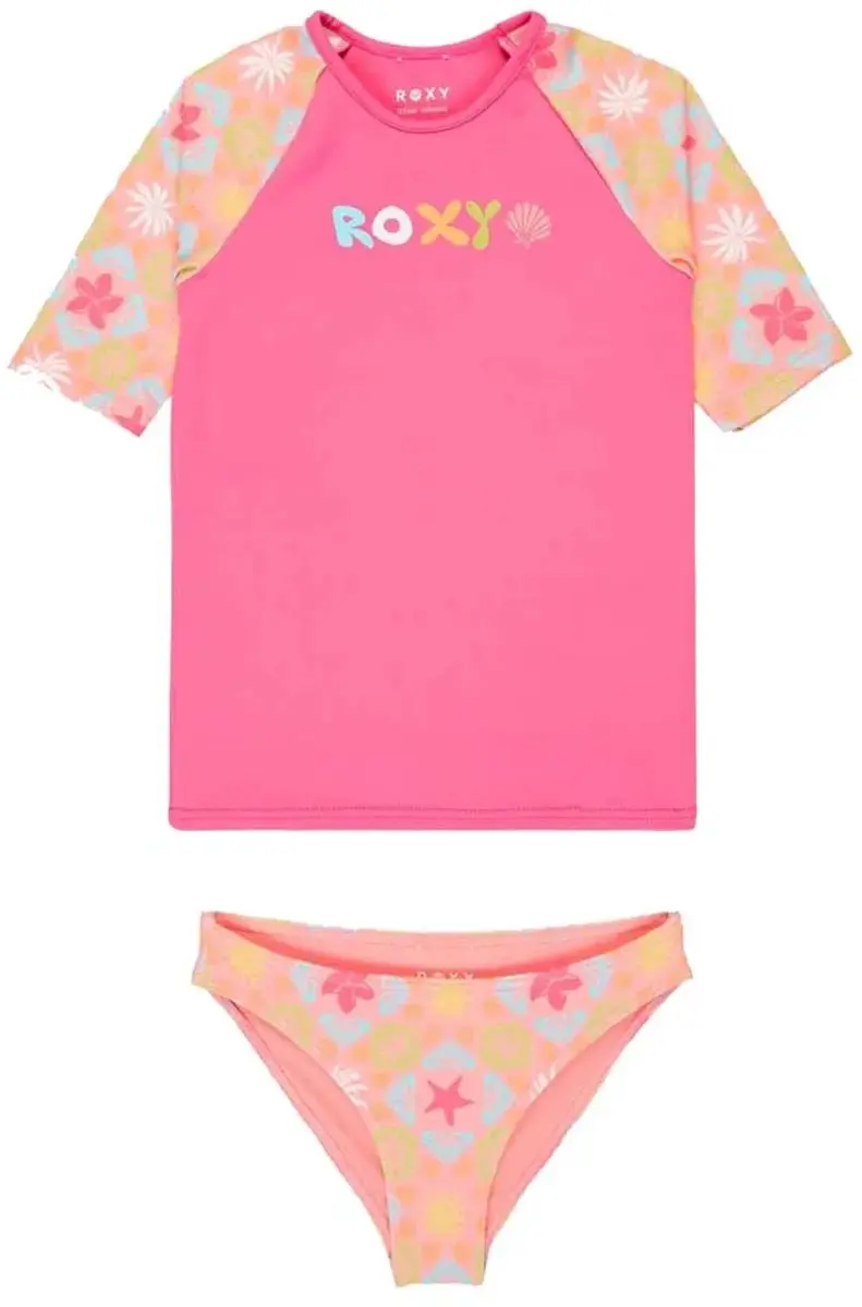 Roxy Set Check Tw Korte Mouw Rash Guard Roze 2 Years Meisje