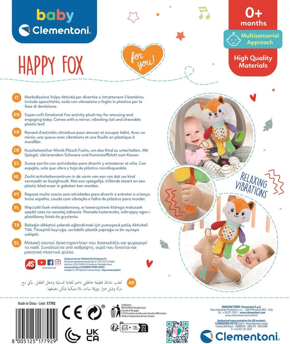 Clementoni Happy Fox Interactieve Knuffelvos - Multicolor