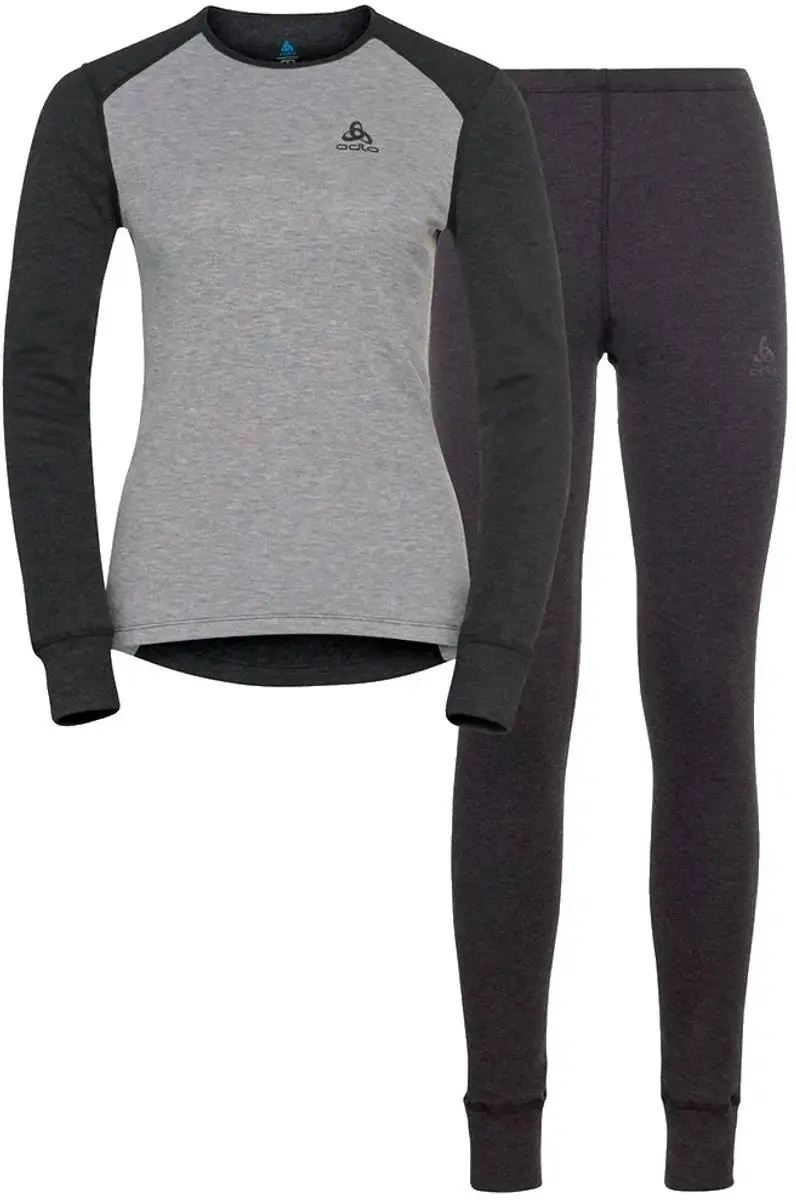 ODLO Active Warm Eco Set Dames - Broek & Shirt - XL - Dark Grey Melange - afbeelding 2 van 6