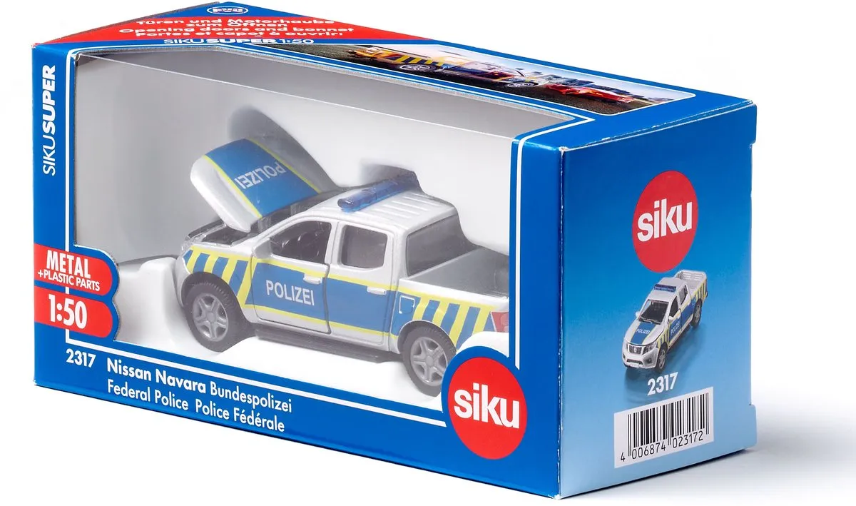 SIKU 2317 Nissan Navara Bundespolizei 1:50 - Silver/Blauw/Geel