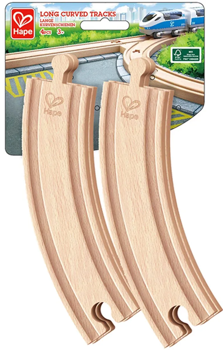 Hape Houten Treinbaan E3777 - 4 Stuks - Bruin