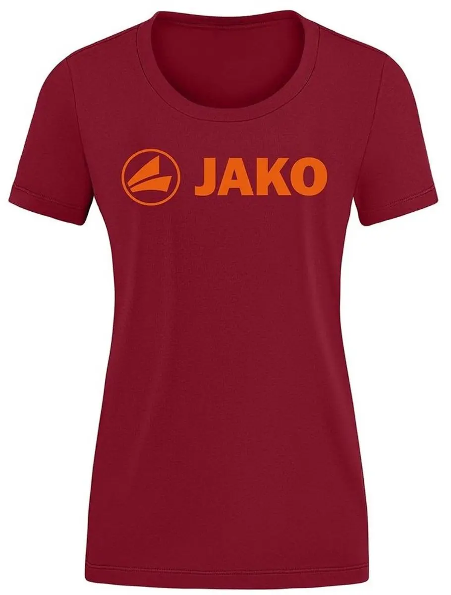 JAKO Promo T-Shirt Dames - Fluorooranje/Wijnrood - Maat 42