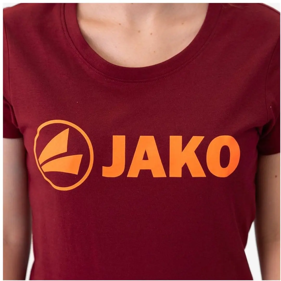 JAKO Promo T-Shirt Dames - Fluorooranje/Wijnrood - Maat 42