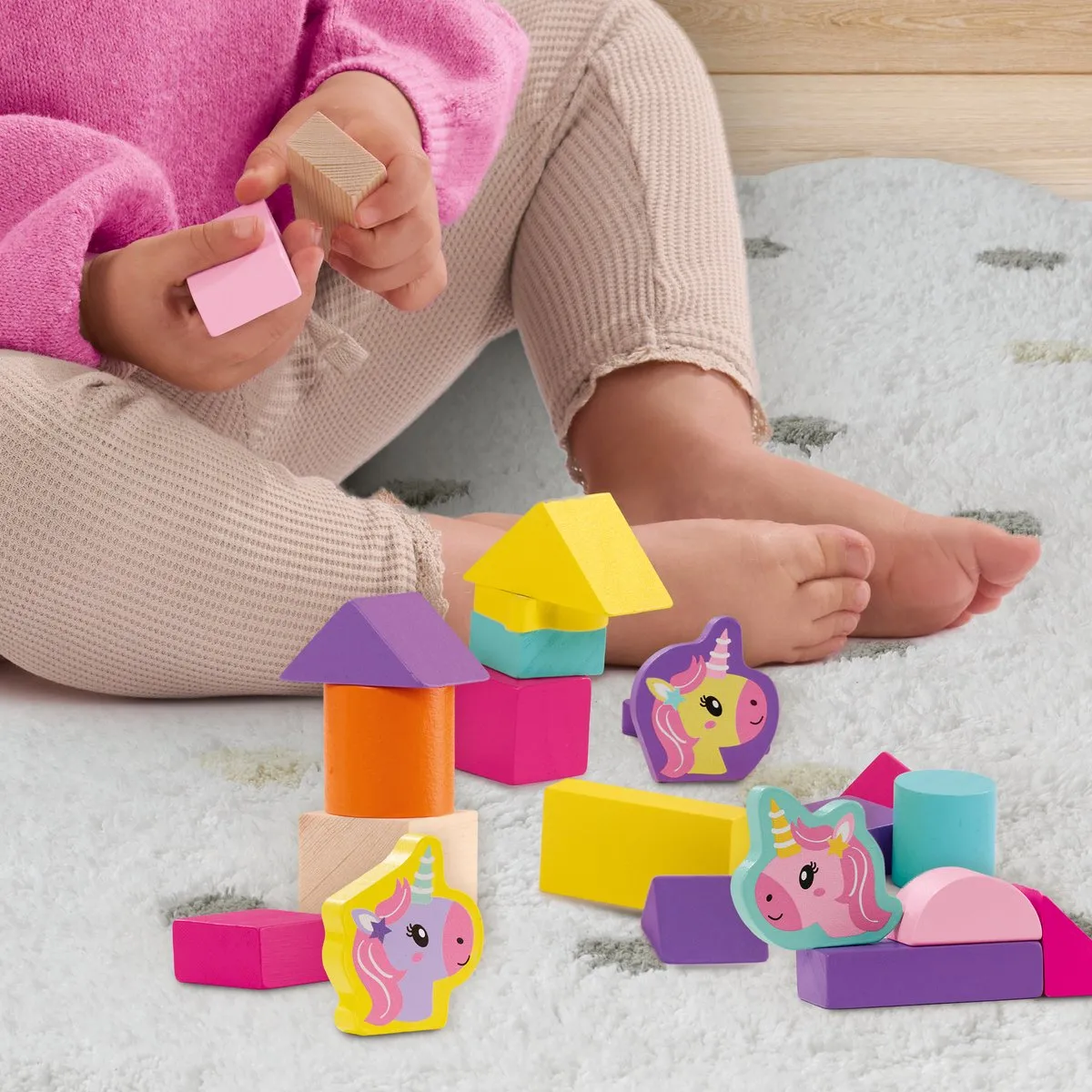 SES Creative Tiny Talents Houten Bouwblokken Eenhoorn - 52-delig - Meerkleurig
