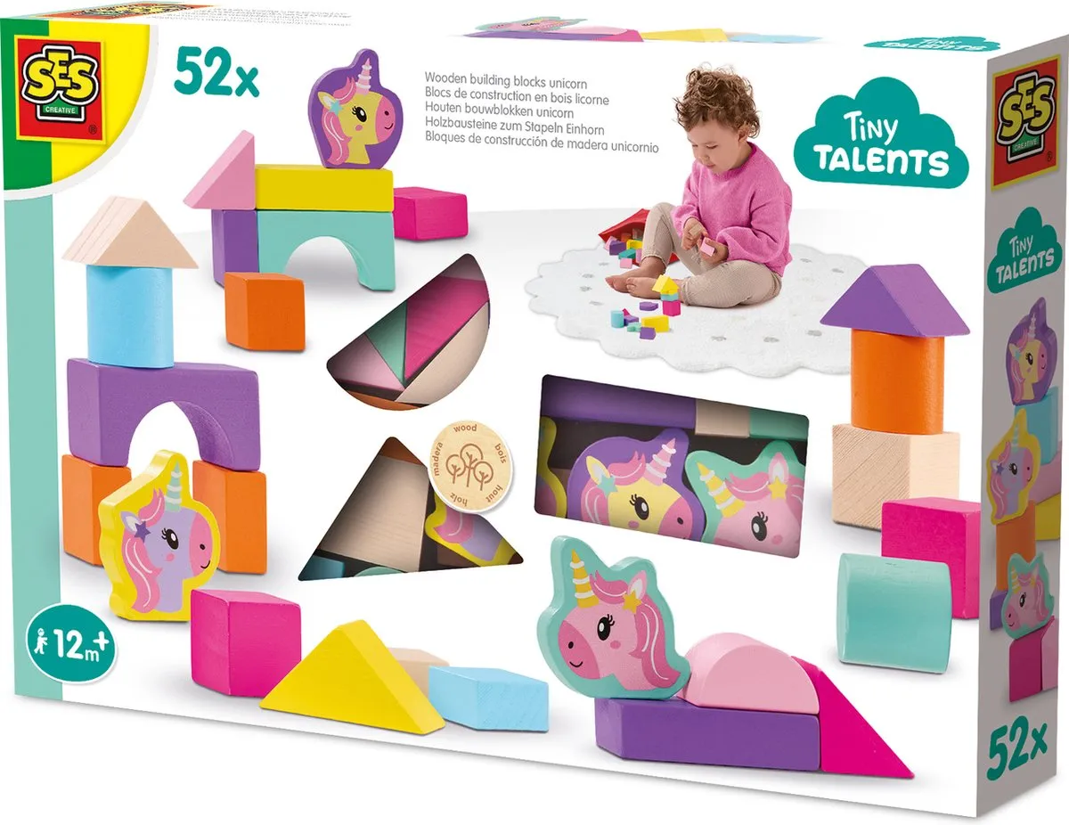 SES Creative Tiny Talents Houten Bouwblokken Eenhoorn