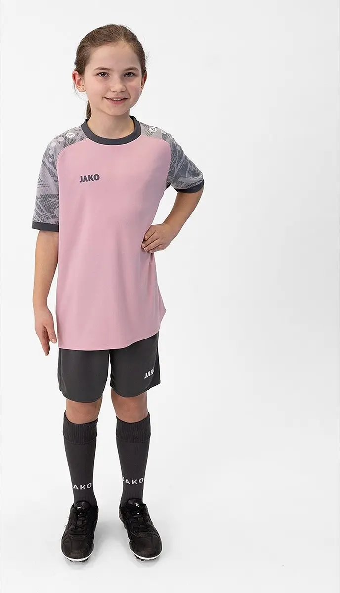 JAKO Iconic Shirt Korte Mouw Kinderen 128 - Antiek Roze/Zachtgrijs/Antra Light