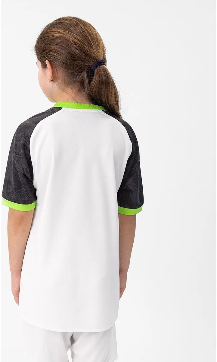 Jako Iconic Shirt Korte Mouw Kinderen 152 - Wit/Zwart/Fluo Groen