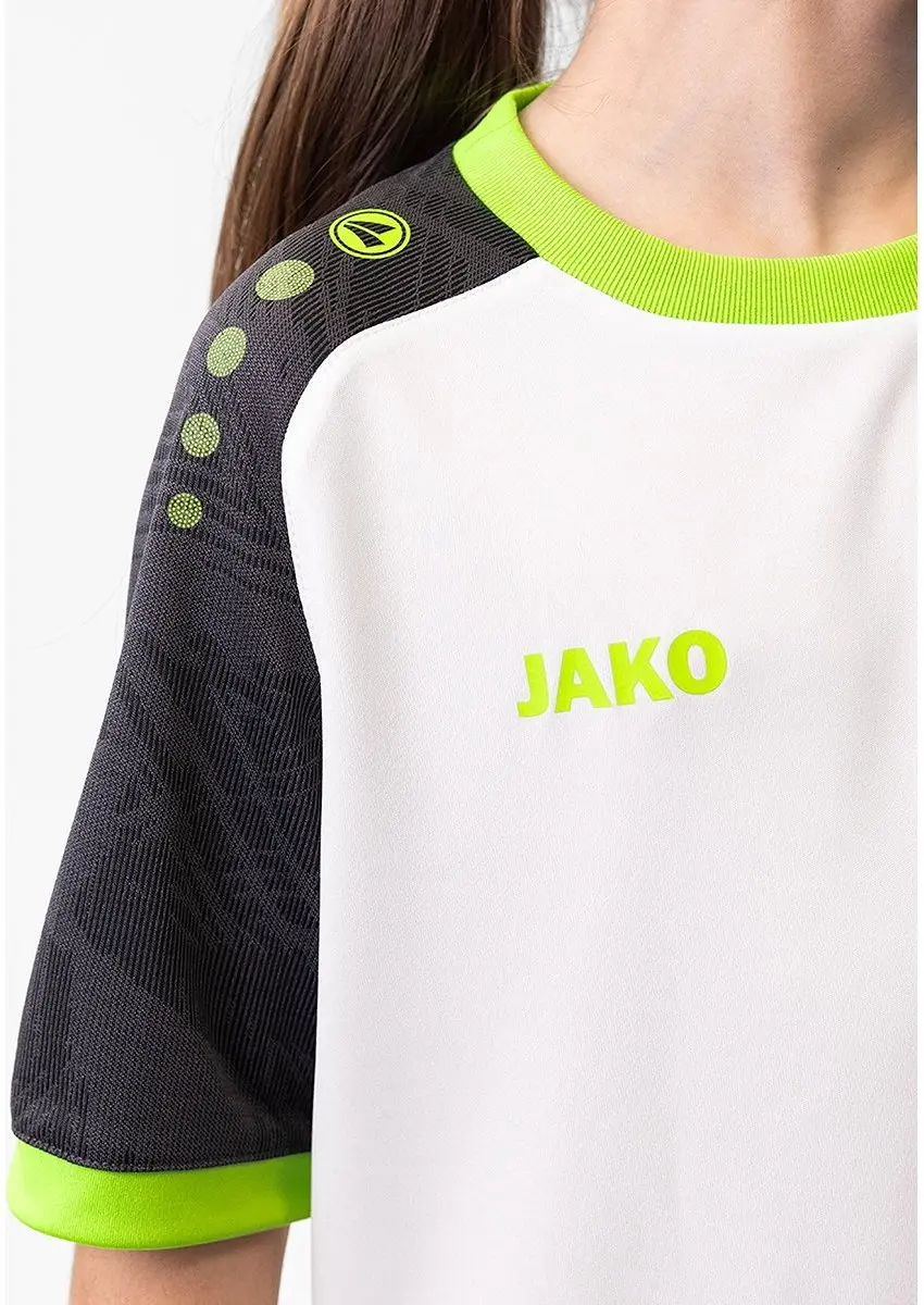 Jako Iconic Shirt Korte Mouw Kinderen 152 - Wit/Zwart/Fluo Groen