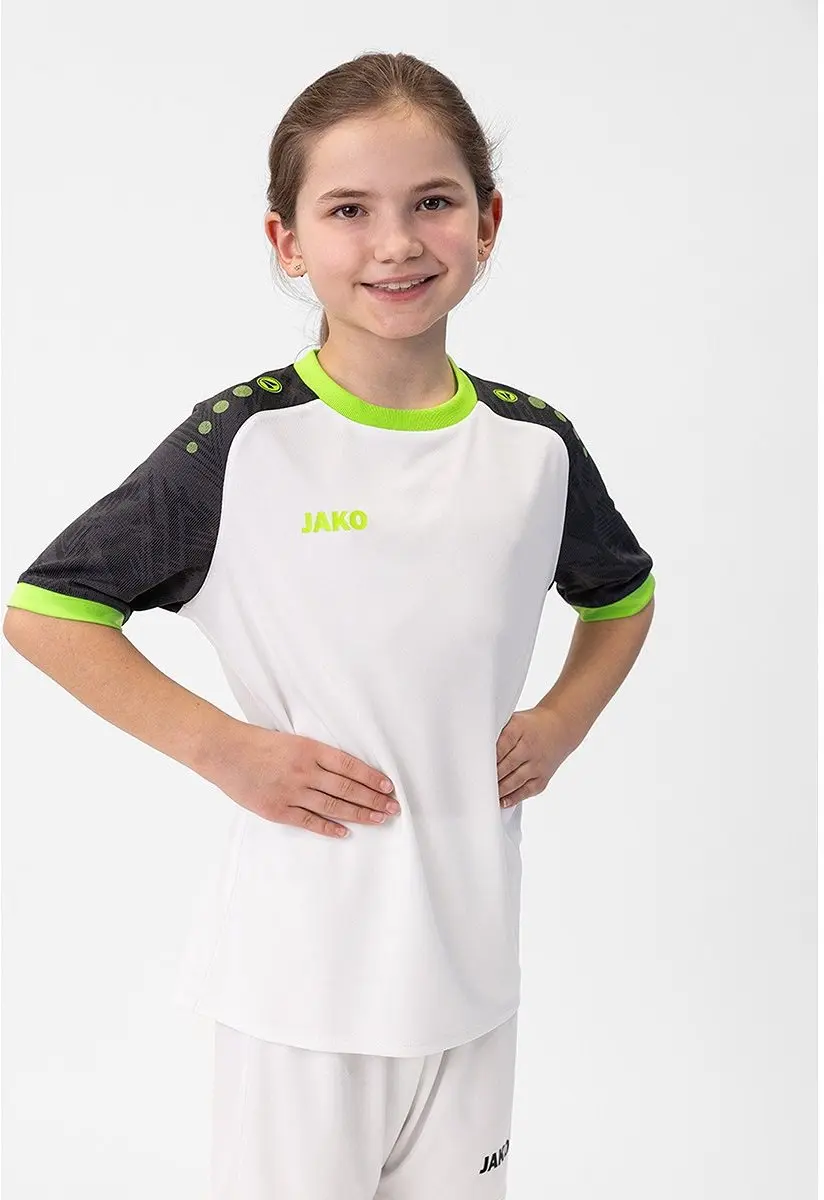 Jako Iconic Shirt Korte Mouw Kinderen 152 - Wit/Zwart/Fluo Groen