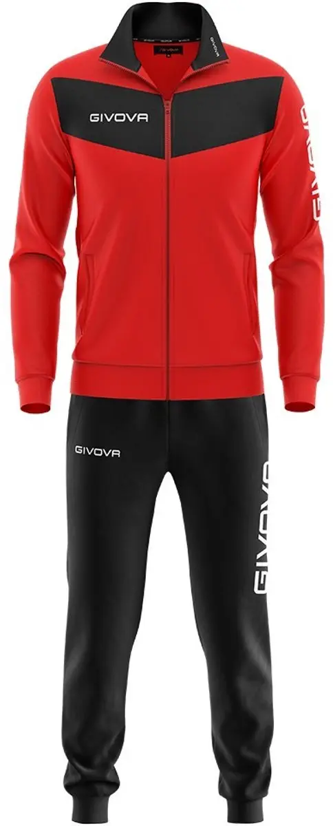 Givova Visa Trainingspak - Rood/Zwart - 10-12 jaar