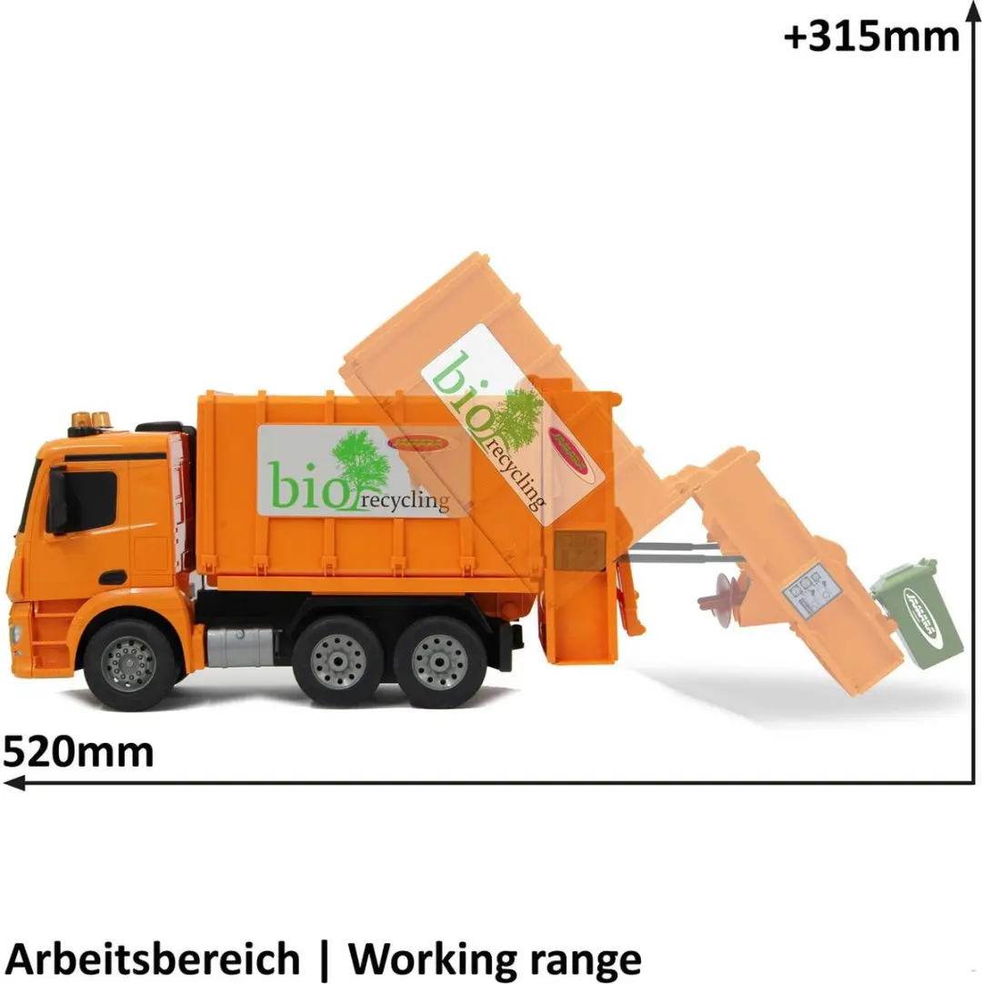 Jamara RC Vuilniswagen Mercedes-Benz Antos 405079 - 1:20 - 2,4GHz - Oranje