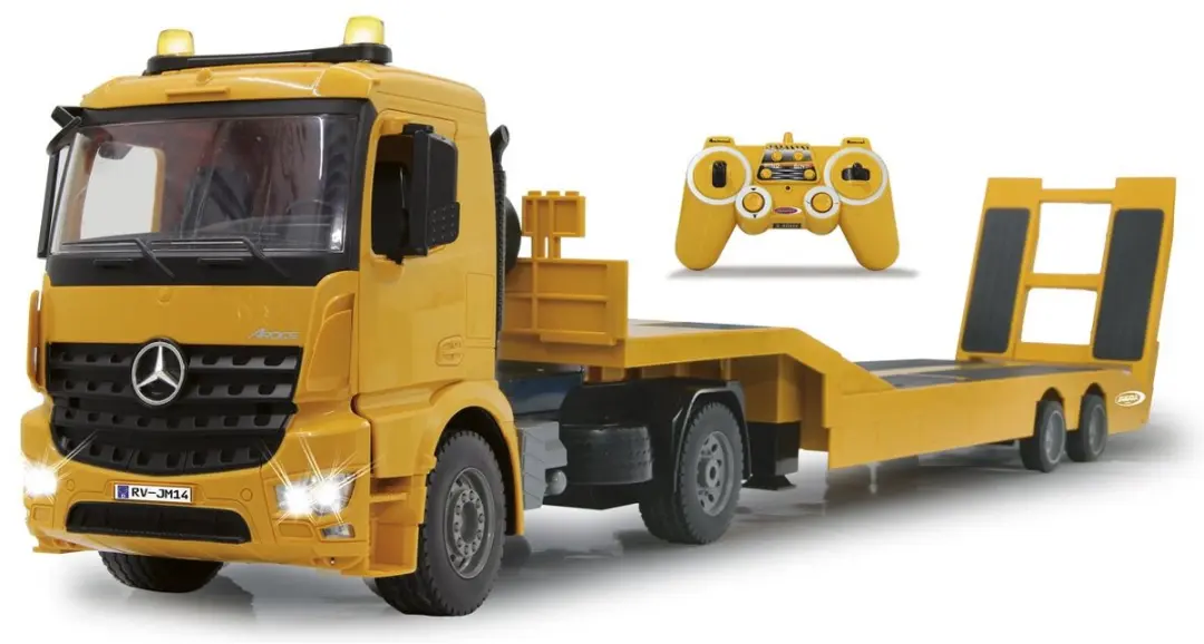 1:20 Jamara 405107 RC Vrachtwagen Mercedes-Benz Arocs met Platte Trailer RC Mode