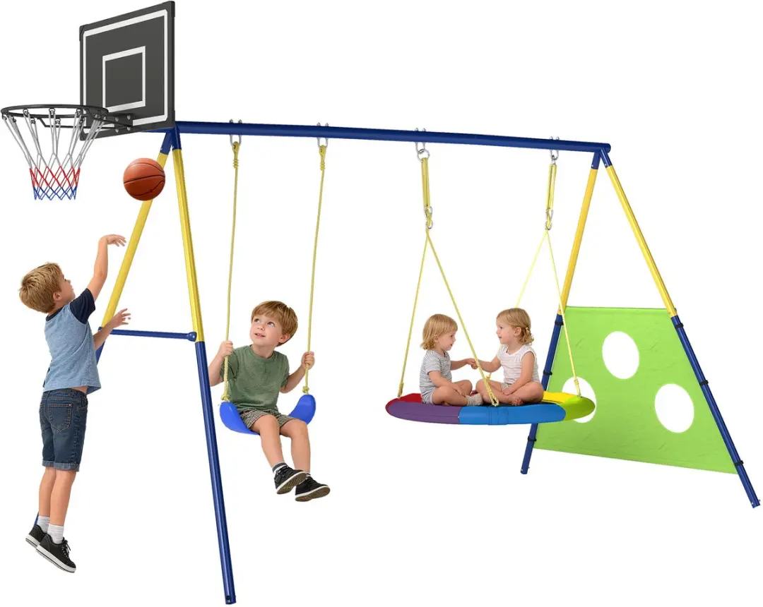 Aiyaplay Kinderschommel-Staal, Oxford-stof-288L x 160B x 220H cm-Meerkleurig