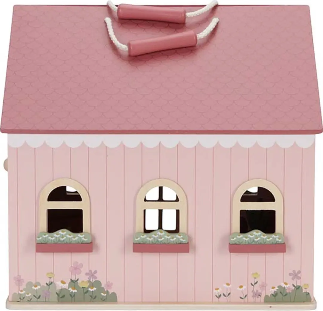 Little Dutch Houten Poppenhuis Roze - 10 Meubels 2 Poppen