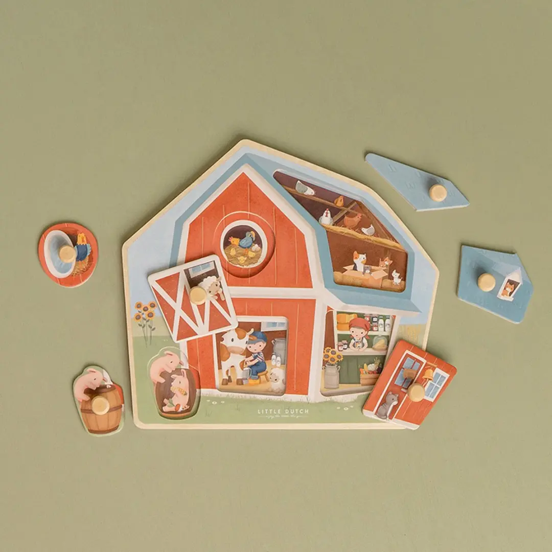 Little Dutch Little Farm Puzzel - 6 Stuks - Rood