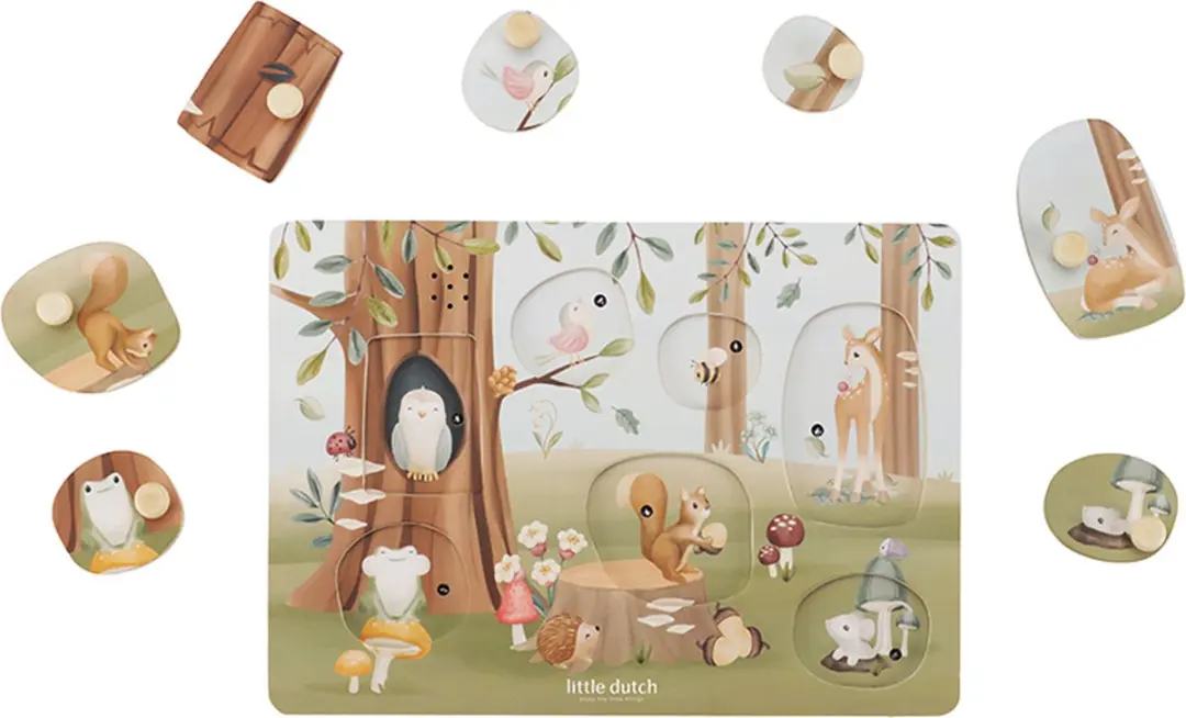 Little Dutch Forest Friends Geluidenpuzzel Hout - 7 Stuks - Multi