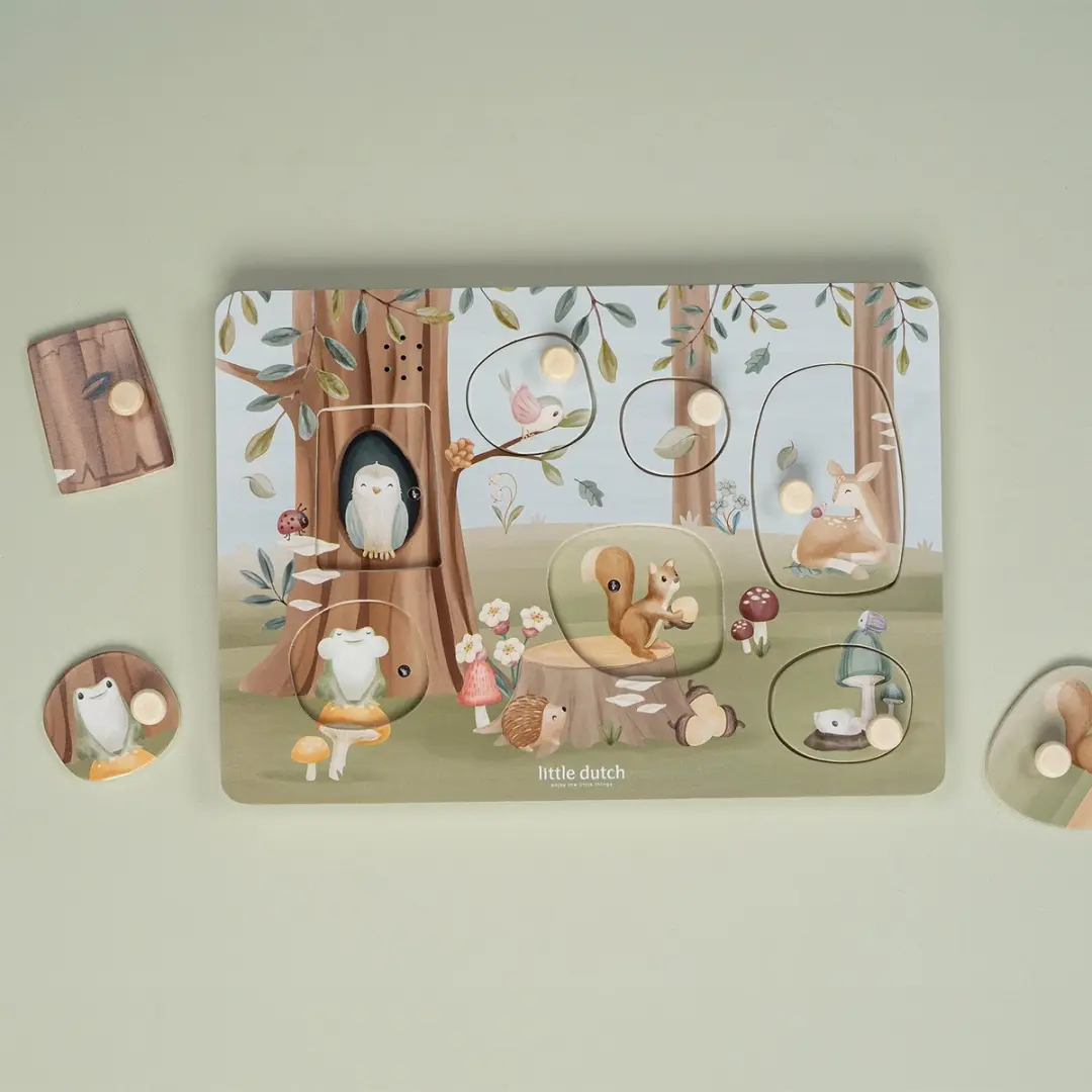 Little Dutch Forest Friends Geluidenpuzzel Hout - 7 Stuks - Multi - afbeelding 6 van 6