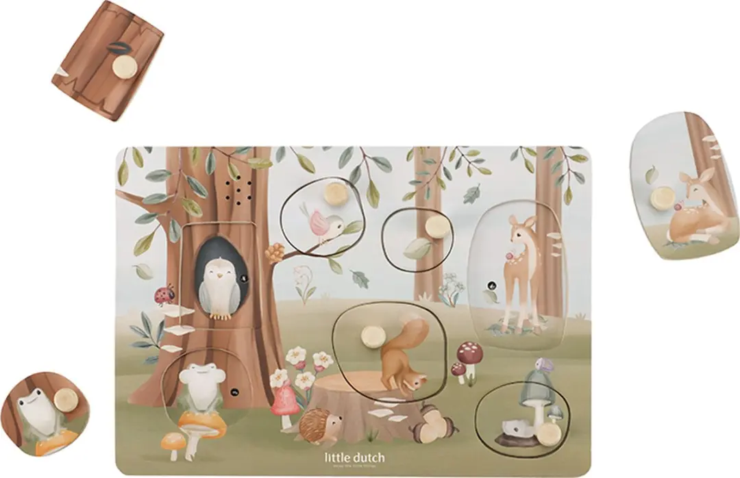 Little Dutch Forest Friends Geluidenpuzzel Hout - 7 Stuks - Multi