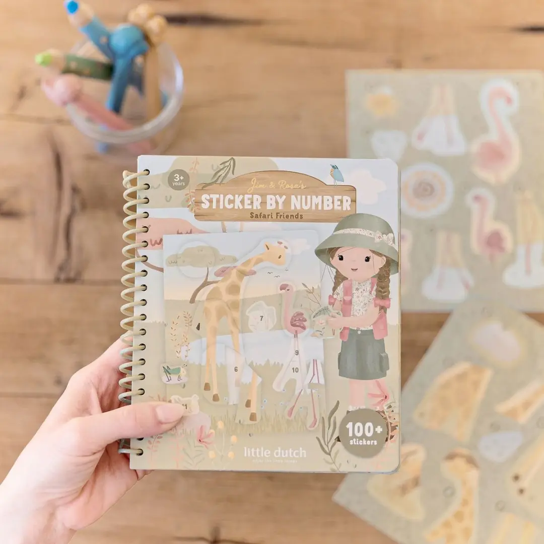 Little Dutch Rosa's Sticker by Number Safari Friends - Stickerboek 100+ Stickers