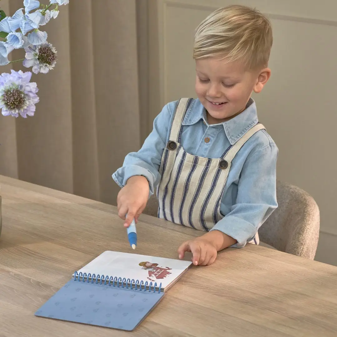 Little Dutch Jim Vehicles Watertekenboek - Blauw - 5 Herbruikbare Pagina's