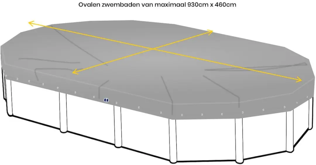W'eau Afdekzeil Ovaal Zwembad 930x460cm - Grijs