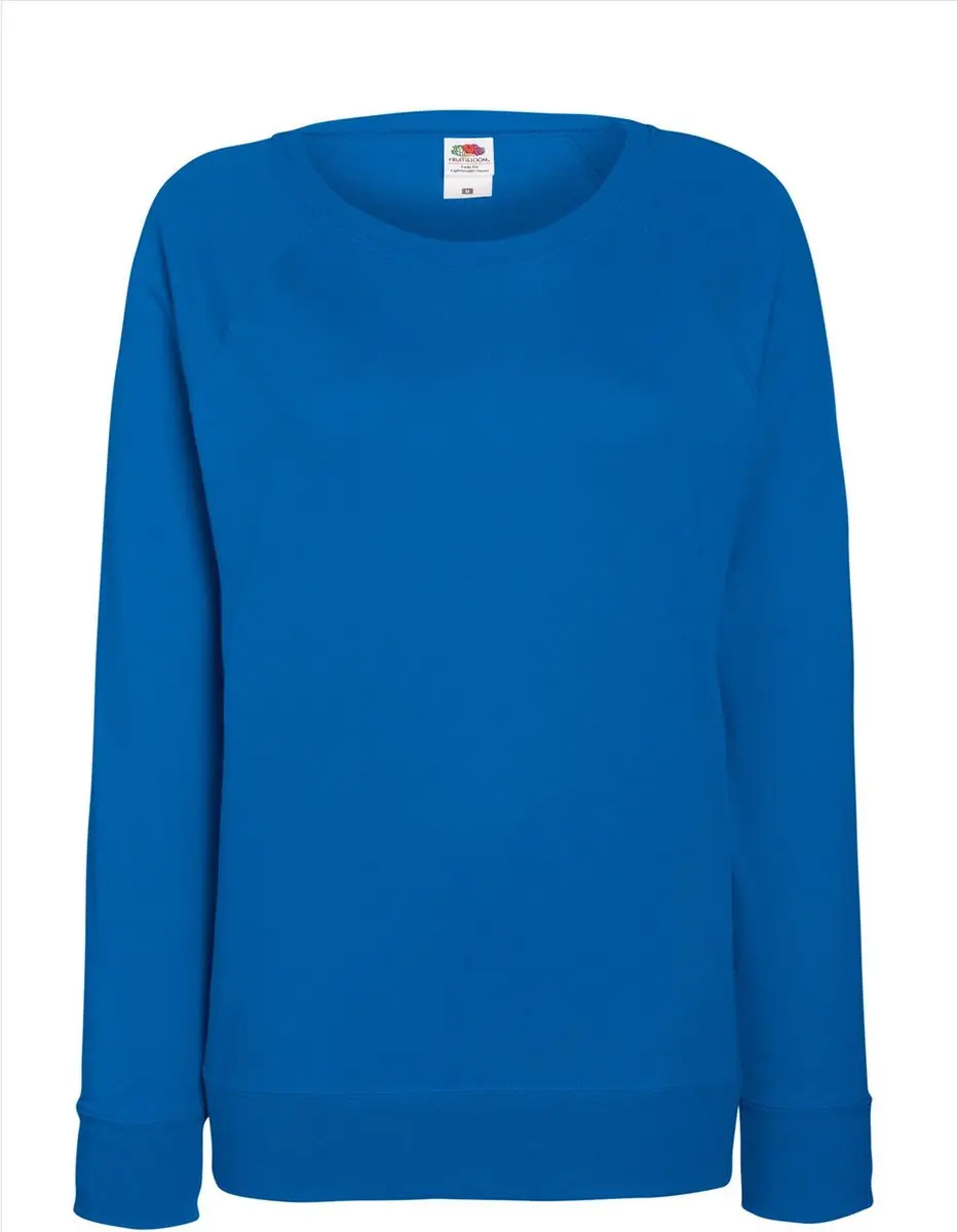 Blauwe sweater / sweatshirt trui met raglan mouwen en ronde hals voor dames