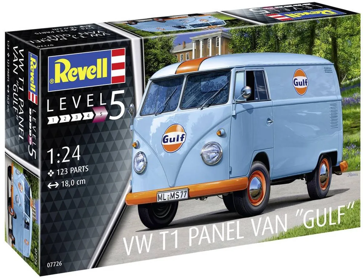 Revell 07726 Volkswagen T1 Panel Bus Gulf Modelbouwpakket 1:24 - 125 Onderdelen