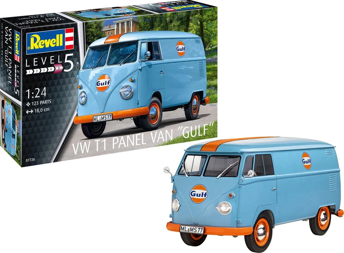 Revell 07726 Volkswagen T1 Panel Bus Gulf Modelbouwpakket 1:24