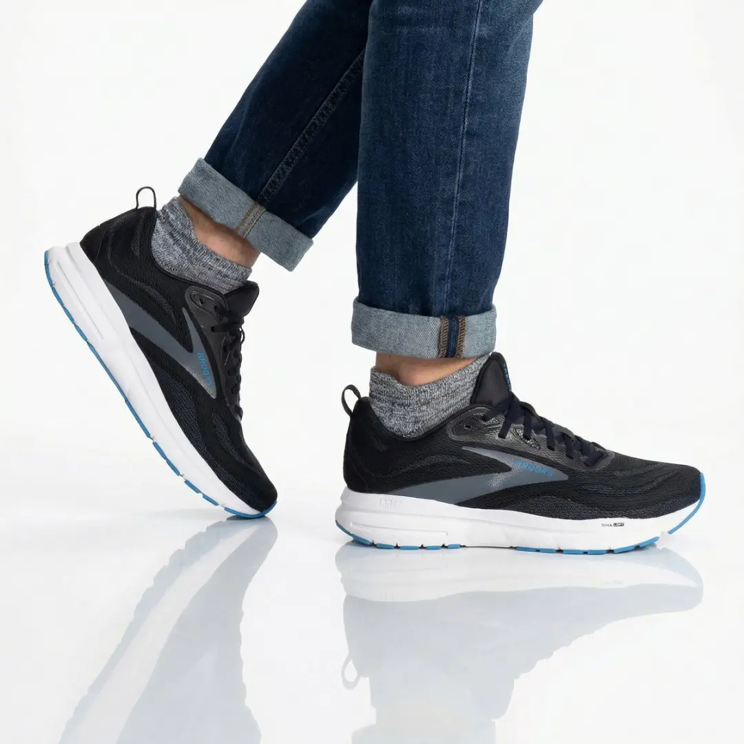Brooks Trace 4 Heren Hardloopschoenen - 45 - Zwart/Wit/Blauw - afbeelding 4 van 6