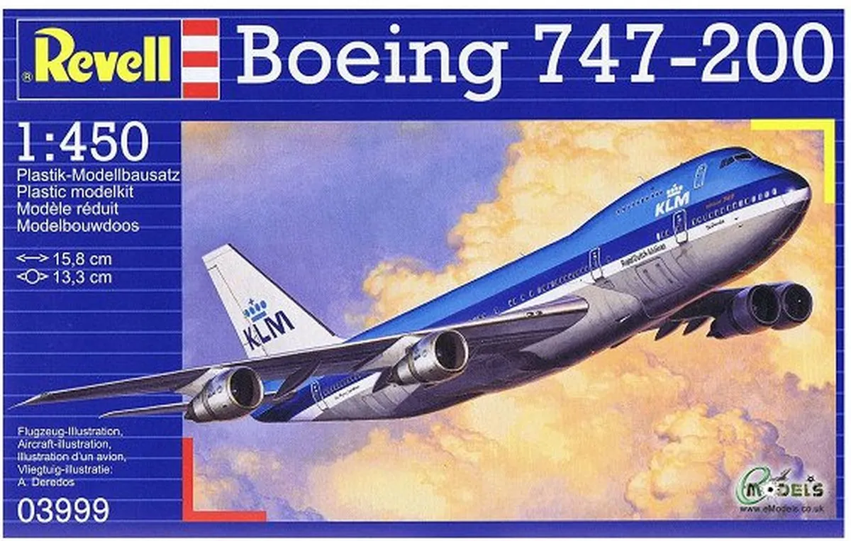 Revell Boeing 747-200 Jumbo Jet Modelbouwpakket 1:450 - 22 Onderdelen